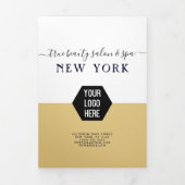 Eenvoudige Wit Goud Logo Salon Spa prijslijst Drieluik Uitnodiging (Cover)