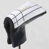 Eenvoudige wit grijs en goud minimalistische aange golfheadcover (3/4 voorkant)