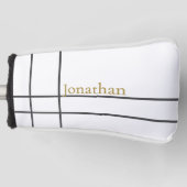 Eenvoudige wit grijs en goud minimalistische aange golfheadcover (Voorkant)