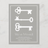 Eenvoudige Wit Grijs Minimale Sleutel Verhuisaanko Aankondigingskaart (Voorkant)