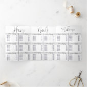 Eenvoudige Wit Zilveren Logo Salon Spa prijslijst Drieluik Uitnodiging (Binnen)