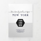 Eenvoudige Wit Zilveren Logo Salon Spa prijslijst Drieluik Uitnodiging (Cover)