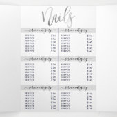 Eenvoudige Wit Zilveren Logo Salon Spa prijslijst Drieluik Uitnodiging (Binnenkant midden)