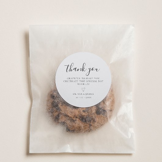 Eenvoudige wit & zwart minimalistische bruiloft Da Ronde Sticker