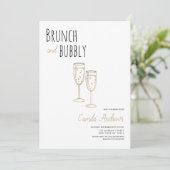 Eenvoudige witgouden brunch en bubble Vrijgezellen Kaart (Staand voorkant)