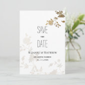 Eenvoudige witgouden glitter bloemen Save the Date Kaart (Staand voorkant)