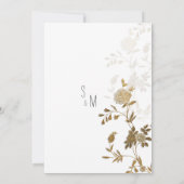Eenvoudige witgouden glitter bloemen Save the Date Kaart (Achterkant)