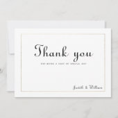 Eenvoudige witgouden  kalligrafie Dank u Kaart (Voorkant)