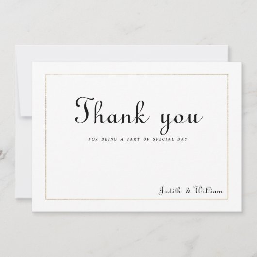 Eenvoudige witgouden  kalligrafie Dank u Kaart