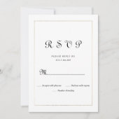 Eenvoudige witgouden kalligrafie RSVP Invitat Kaart (Voorkant)
