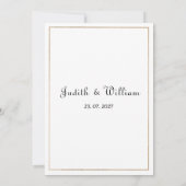 Eenvoudige witgouden kalligrafie RSVP Invitat Kaart (Achterkant)