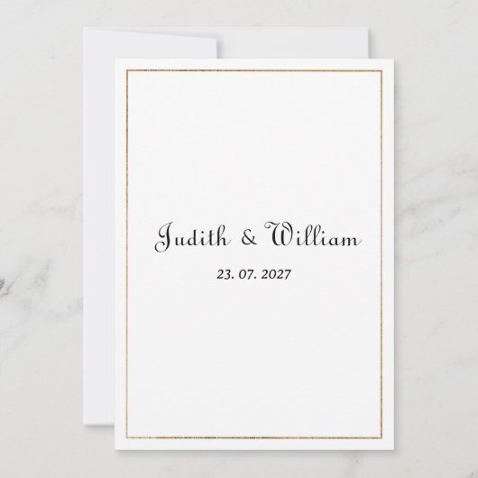 Eenvoudige witgouden  kalligrafie RSVP Invitat Kaart (Achterkant)