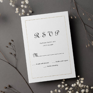 Eenvoudige witgouden kalligrafie RSVP Invitat Kaart
