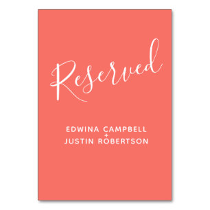 Eenvoudige witscript tekst modern koraal gereserve kaart