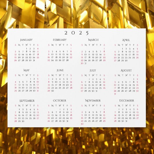 Eenvoudige witte 2025 Jaarlijkse Voljaar Kalender