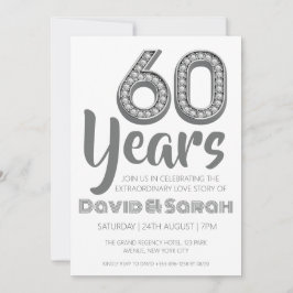 Eenvoudige witte 60ste huwelijksverjaardag uitnodi kaart