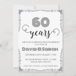 Eenvoudige witte 60ste huwelijksverjaardag uitnodi kaart