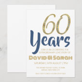 Eenvoudige witte 60ste huwelijksverjaardag uitnodi kaart (Voorkant / Achterkant)