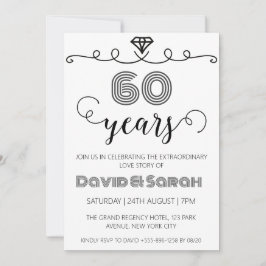 Eenvoudige witte 60ste huwelijksverjaardag uitnodi kaart