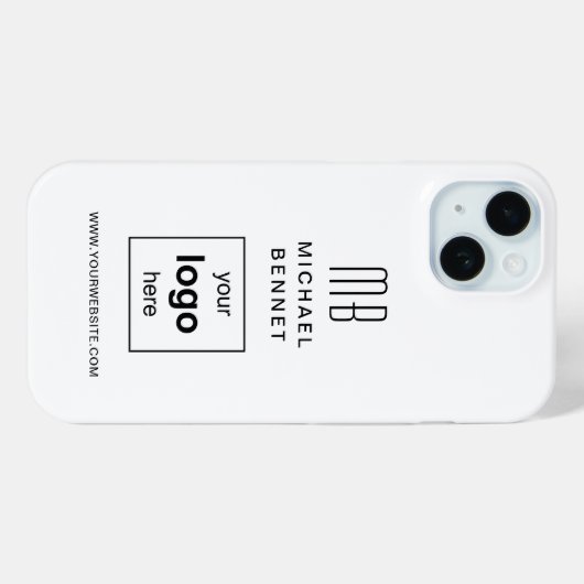 Eenvoudige witte aangepaste zakelijke Logo Case-Mate iPhone Case (Achterkant (horizontaal))