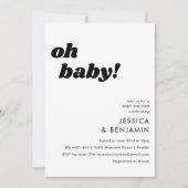 Eenvoudige witte achtergrond Modern Oh Baby shower Kaart (Voorkant)
