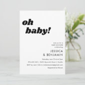 Eenvoudige witte achtergrond Modern Oh Baby shower Kaart (Staand voorkant)