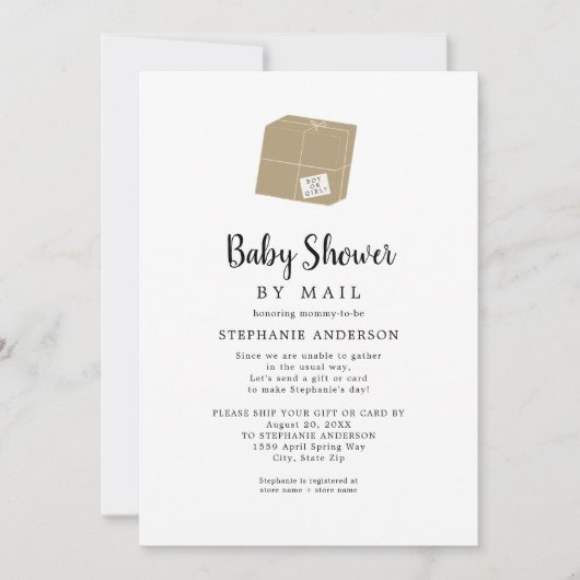 Eenvoudige witte babyshower per post kaart (Voorkant)