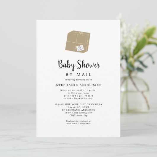 Eenvoudige witte babyshower per post kaart (Staand voorkant)