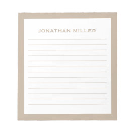 Eenvoudige witte beige Typografische Naam Lank Notitieblok