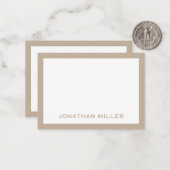 Eenvoudige witte beige Typografische Naam Notitiekaartje (Voorkant / Achterkant in situ)