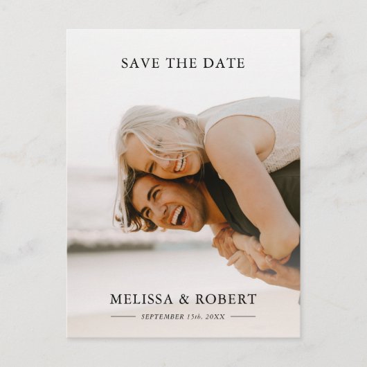 Eenvoudige Witte Bekleding sparen de Datum | FOTO Aankondigingskaart (Voorkant)