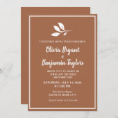 Eenvoudige witte bladeren. Terracotta formele brui Kaart (Voorkant / Achterkant)