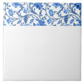 Eenvoudige witte blauwe bloemige rand tegeltje (Voorkant)