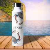 Eenvoudige witte blauwe krab in de Noordelijke IJs Waterfles