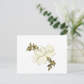 Eenvoudige Witte Bloem en Blad Briefkaart (Staand voorkant)