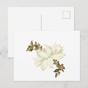Eenvoudige Witte Bloem en Blad Briefkaart
