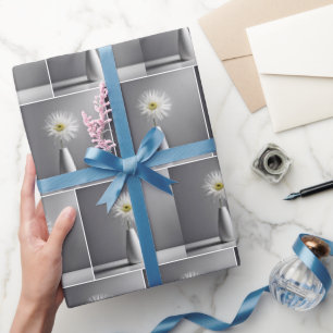 Eenvoudige witte bloem in vaas cadeaupapier