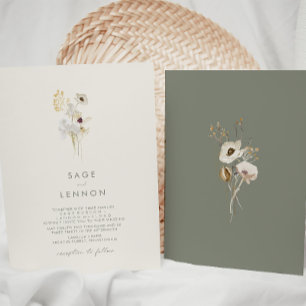 Eenvoudige witte bloem   Ivory Wedding Kaart