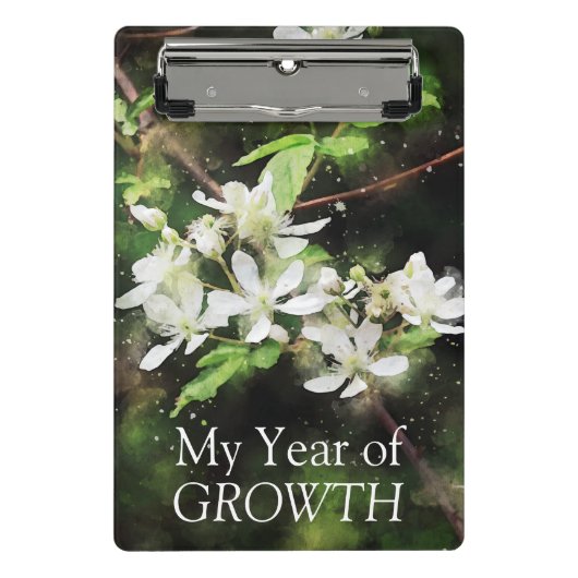 Eenvoudige Witte Bloem Waterverf Mini Klembord (Voorkant)