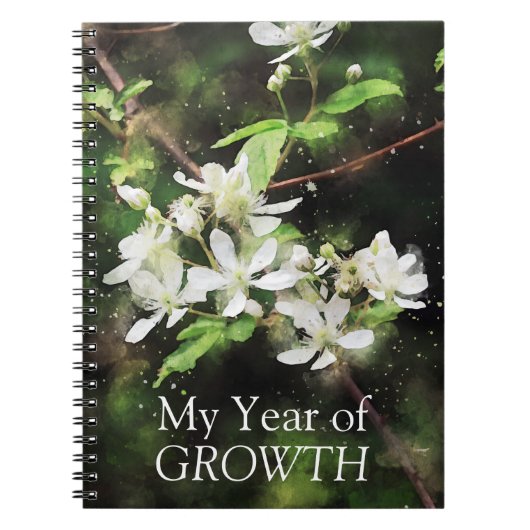 Eenvoudige Witte Bloem Waterverf Notitieboek (Voorkant)