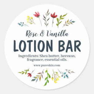 Eenvoudige Witte Bloemen Handgemaakte Lotion Bar Ronde Sticker