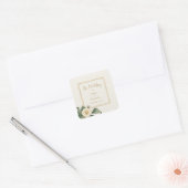 Eenvoudige witte bloemen | Huwelijksenvelopzegel Vierkante Sticker (Envelop)