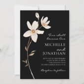 Eenvoudige witte bloemen op zwart Christelijk brui Kaart (Voorkant)