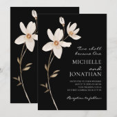 Eenvoudige witte bloemen op zwart Christelijk brui Kaart (Voorkant / Achterkant)