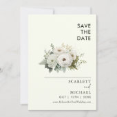 Eenvoudige witte bloemen sparen de datum kaart (Voorkant)