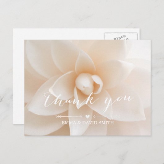 Eenvoudige witte bloemenbruiloft Dank u Briefkaart (Voorkant / Achterkant)