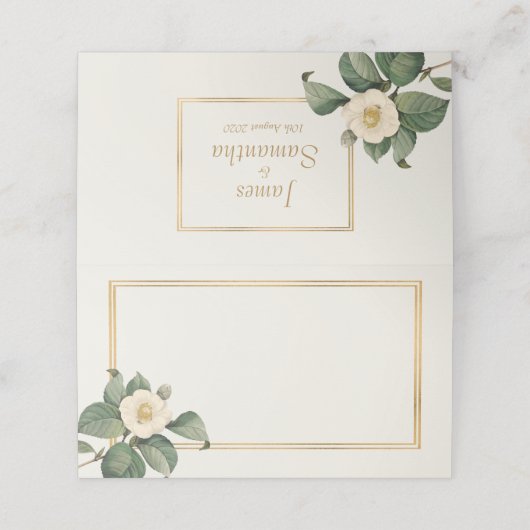 Eenvoudige witte bloemenillustratie | Trouwtafel Plaatskaartje (Buitenkant ongevouwen)