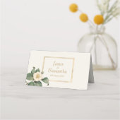 Eenvoudige witte bloemenillustratie | Trouwtafel Plaatskaartje (Achterkant)