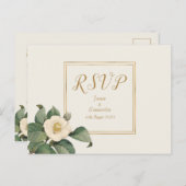 Eenvoudige witte bloemenveer | Bruiloft RSVP Brief Uitnodiging Briefkaart (Voorkant / Achterkant)