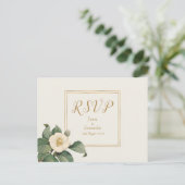 Eenvoudige witte bloemenveer | Bruiloft RSVP Brief Uitnodiging Briefkaart (Staand voorkant)